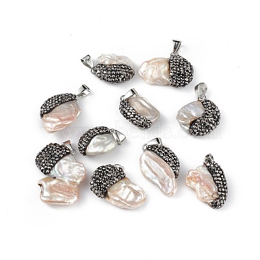 Natural Baroque Keshi Pearl Pendants(ZIRC-K089-17B)-4