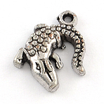 Crocodile Tibetan Style Alloy Pendants, Antique Silver, 14x17x3mm, Hole: 1.5mm, about 741pcs/1000(TIBE-R294-077)