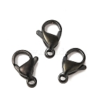 Ion Plating(IP) 304 Stainless Steel Lobster Claw Clasps, Parrot Trigger Clasps, Black, 10x6x3mm, Hole: 1.2mm(STAS-AB10-B)