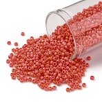 TOHO Round Seed Beads, Japanese Seed Beads, (410F) Orange Opaque Rainbow Matte, 11/0, 2.2mm, Hole: 0.8mm, about 1110pcs/bottle, 10g/bottle(SEED-JPTR11-0410F)