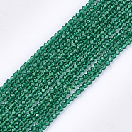 Synthetic Quartz Crystal Beads Strands, Dyed, Faceted, Star Cut Round Beads, Green, 2mm, Hole: 0.5mm, about 215pcs/strand, 14.7 inch(G-T119-05H)