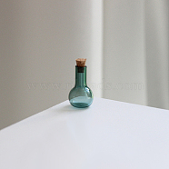 Mini High Borosilicate Glass Bottle Bead Containers, Wishing Bottle, with Cork Stopper, Lamp, Teal, 1.8x3cm(BOTT-PW0001-266I)