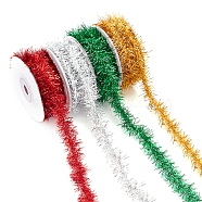 4 Rolls 4 Colors Shiny Tinsel Hanging Garland, For Xmas/Wedding/Birthday Party Decoration, Mixed Color, 18~20mm, about 5 yards/roll, 1 roll/color(AJEW-FG0002-88)