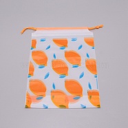 PE Plastic Storage Bag, Drawstring Bag, Frosted, Rectangle with Lemon Pattern, Dark Orange, 199x160x6mm(ABAG-TAC0001-08)