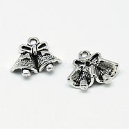 Tibetan Style Alloy Charms, Christmas Bell, Cadmium Free & Lead Free, Antique Silver, 13.5x17x5mm, Hole: 2mm, about 740pcs/1000g(TIBE-S301-027AS-RS)