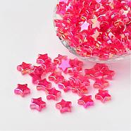 Eco-Friendly Transparent Acrylic Beads, Star, Rose, AB Color, about 10mm in diameter, 4mm thick, hole:1.5mm. about 2140pcs/500g(PL556-7)