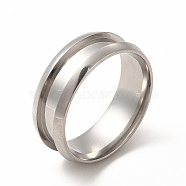 201 Stainless Steel Grooved Finger Ring Settings, Ring Core Blank, for Inlay Ring Jewelry Making, Stainless Steel Color, Inner Diameter: 19mm, Groove: 4.1mm(STAS-P323-09P)