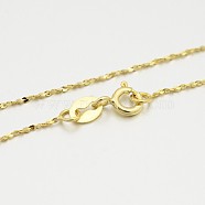 925 Sterling Silver Chain Necklaces, with Spring Ring Clasps, Thin Chain, Golden, 16 inch, 0.8mm(STER-M086-05A-G)