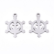 201 Stainless Steel Pendants, Laser Cut, Helm with Anchor, Stainless Steel Color, 20x15x0.9mm, Hole: 1.6mm(STAS-S081-035)