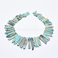 Natural Imperial Jasper Beads Strands, Top Drilled Beads, Dyed, Rectangle, Sky Blue, 15~65x5~12x4~7mm, Hole: 1mm, about 48pcs/strand, 17.5 inch(40cm)(G-E444-10C)