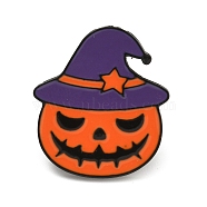 Halloween Theme Enamel Pins, Black Alloy Badge for Backpack Clothes, Pumpkin, 22x25mm(JEWB-F032-01)