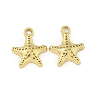 Ion Plating(IP) 304 Stainless Steel Pendants, Starfish Charm, Real 18K Gold Plated, 16x13.5x3mm, Hole: 2mm(STAS-I307-525G)