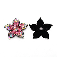 Imitation Leather Cloth Sew on Patches, with Rhinestone, for Bag, Shoe, Clothes Accessories, Flower, Light Rose AB, 48x50x5mm(DIY-WH0265-31C)