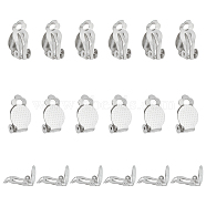304 Stainless Steel Clip-on Earring Findings, Flat Round, Stainless Steel Color, Tray: 9.8mm, 16x10x7mm, 50pcs/box(STAS-UN0018-16P)