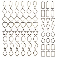 Rack Plating Alloy Open Back Bezel Pendants, For DIY UV Resin, Epoxy Resin, Pressed Flower Jewelry, Mixed Shapes, Antique Bronze, 72pcs/box(PALLOY-SZ0001-18AB)