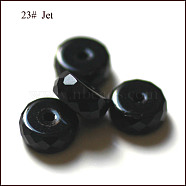 K9 Glass, Imitation Austrian Crystal Beads, Grade AAA, Faceted, Flat Round, Black, 8x3.5mm, Hole: 0.9~1mm(SWAR-F078-4x8mm-23)