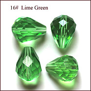 Imitation Austrian Crystal Beads, Grade AAA, K9 Glass, Faceted, Drop, Lime Green, 6x8mm, Hole: 0.7~0.9mm(SWAR-F062-8x6mm-16)