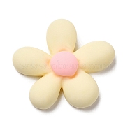 Opaque Resin Cabochons, Frosted, Flower, Lemon Chiffon, 23.5x23.5x7mm(CRES-M021-02G)