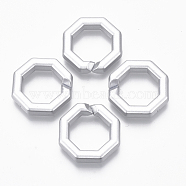 Spray Painted CCB Plastic Linking Rings, Quick Link Connectors, For Jewelry Cross Chains Making, Octagon, Faceted, Silver, 25x25x6mm, Inner Diameter: 16mm(CCB-R104-28-03)