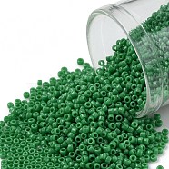 TOHO Round Seed Beads, Japanese Seed Beads, (47D) Opaque Shamrock, 15/0, 1.5mm, Hole: 0.7mm, about 15000pcs/50g(SEED-XTR15-0047D)