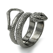 Snake Alloy Wrap Open Cuff Rings, Lead Free & Cadmium Free, Gunmetal, 30mm, Inner Diameter: 19mm(RJEW-K275-76B)