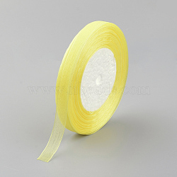 Sheer Organza Ribbon, Wide Ribbon for Wedding Decorative, Yellow, 3/4 inch(20mm), 25yards(22.86m)(H0BZB064)