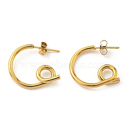 PVD Vacuum Plating 304 Stainless Steel Twist Knot Stud Earrings for Women, Golden, 20x4.5mm(EJEW-F319-09G)