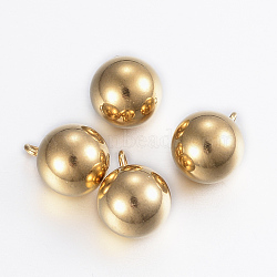 Ion Plating(IP) 304 Stainless Steel Sphere Charms, Round Ball, Golden, 11x8mm, Hole: 2mm(X-STAS-H394-12G)