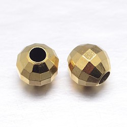 Faceted Round 925 Sterling Silver Spacer Beads, Real 18K Gold Plated, 5mm, Hole: 2mm, about 135pcs/20g(STER-M103-03-5mm-G)