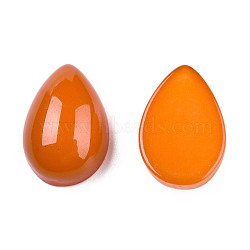 Opaque Resin Cabochons, Imitation Jade, Teardrop, Orange Red, 12x8x4.5mm(RESI-N022-08C)