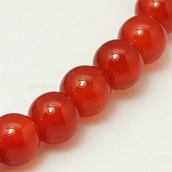 Natural Carnelian Bead Strands, Dyed & Heated, Grade A, Round, Red, 6mm, Hole: 0.8mm, about 62pcs/strand, 14.6 inch(X-G-G338-6mm-01)
