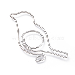 Bird Shape Iron Paperclips, Cute Paper Clips, Funny Bookmark Marking Clips, Platinum, 44x32x1mm(TOOL-K006-16P)