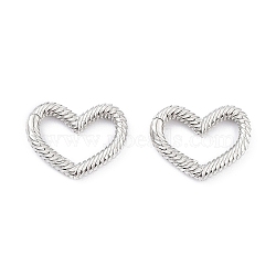 Anti-Tarnish Rhodium Plated 925 Sterling Silver Spring Gate Rings, Heart, Platinum, 12x16x2mm, Inner Diameter: 9x12mm(STER-K173-17P)