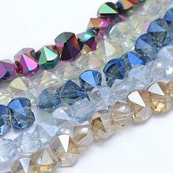 Electroplate Glass Beads Strands, Faceted, Rectangle Bicone, Mixed Color, 3x4x3.5mm, Hole: 0.6mm, about 150pcs/strand, 19.6 inch(50cm)(EGLA-G020-S)