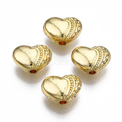 Rack Plating Alloy Beads, Cadmium Free & Lead Free, Heart, Light Gold, 7.5x10x5.5mm, Hole: 1.5mm(PALLOY-T077-149LG-RS)