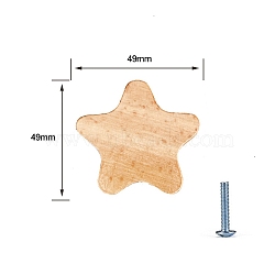 Wood Drawer Knobs, Cabinet Handle, with Screw, Star, 49x49mm(PW-WG19186-03)