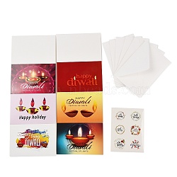 Rectangle Diwali Day Paper Greeting Card, with Envelope and Sticker, Mixed Color, 200.5x149x0.5mm(DIY-NH0010-01A)