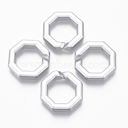 Spray Painted CCB Plastic Linking Rings, Quick Link Connectors, For Jewelry Cross Chains Making, Octagon, Faceted, Silver, 25x25x6mm, Inner Diameter: 16mm(CCB-R104-28-03)