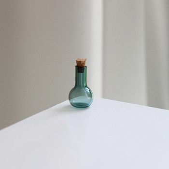 Mini High Borosilicate Glass Bottle Bead Containers, Wishing Bottle, with Cork Stopper, Lamp, Teal, 1.8x3cm