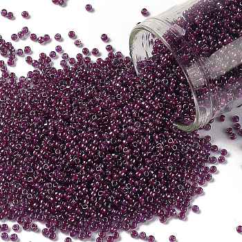 TOHO Round Seed Beads, Japanese Seed Beads, (1076) Inside Color Grey/Magenta Lined, 15/0, 1.5mm, Hole: 0.7mm, about 3000pcs/bottle, 10g/bottle