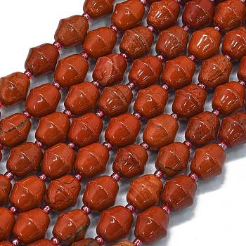 Natural Red Jasper Beads Strands, Bell, with Seed Beads, 11x10mm, Hole: 1.4mm, about 31pcs/strand, 15.35''(39cm)