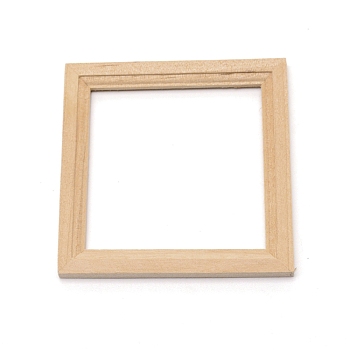 Square Birch Wood Photo Frame, Miniature Furniture Model, for Dollhouse Accessories Pretending Prop Decorations, BurlyWood, 71x70x5.5mm