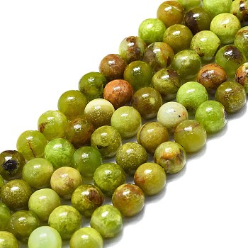 Natural Green Opal Beads Strands, Round, 8mm, Hole: 0.8mm, about 48~52pcs/strand, 15.35''~16.54''(39~42cm)