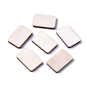 Unfinished Blank Poplar Wood Cabochons, Rectangle, Floral White, 30x20x3.5mm