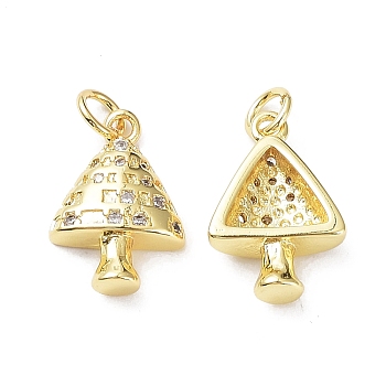Brass with Cubic Zirconia Pendants, Cadmium Free & Lead Free, Rack Plating, Christmas Theme, Christmas Tree, Real 18K Gold Plated, 16.5x11.5x4mm, Hole: 3mm