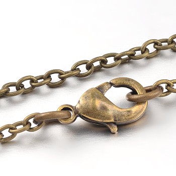 Iron Cable Chain Necklace Making, with Lobster Claw Clasps, Antique Bronze, 17.9 inch