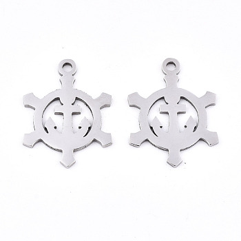 201 Stainless Steel Pendants, Laser Cut, Helm with Anchor, Stainless Steel Color, 20x15x0.9mm, Hole: 1.6mm
