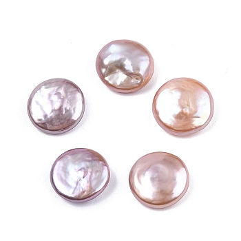 Natural Baroque Keshi Pearl Beads, Freshwater Pearl Beads, No Hole, Flat Round, Thistle, 12.5~13x12.5~13x5~6mm