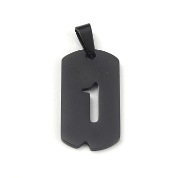 Ion Plating(IP) 304 Stainless Steel Pendants, Manual Polishing, Rectangle with Number, Golden, Num.1, 27.5x14.5x1.5mm, Hole: 3.5mm