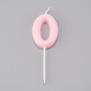 Paraffin Candles, Number Shaped Smokeless Candles, Decorations for Wedding, Birthday Party, Pink, Num.0, 0: 91.5x29x8.5mm